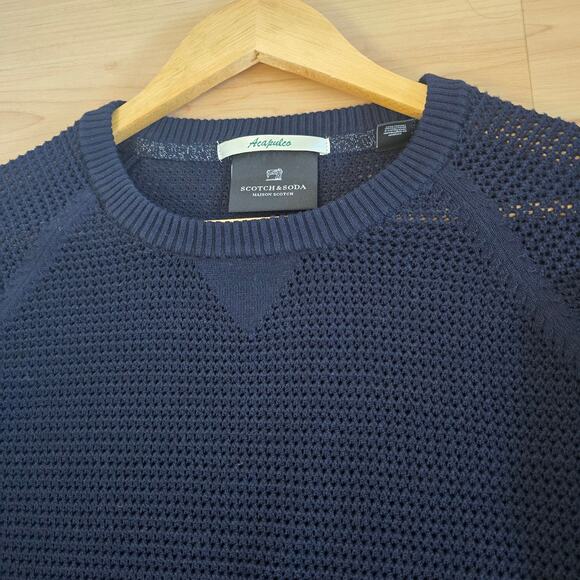 Scotch & Soda Womens Mesh Pullover Sweater Navy Size 2 Nautical Spring Summer - Picture 2 of 9
